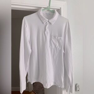 James Perse Long Sleeve Polo - White